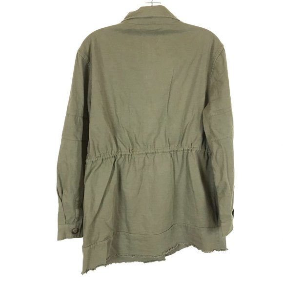 Womens Size Small Avec Les Filles Khaki Green Cotton Military Jacket - Picture 5 of 5